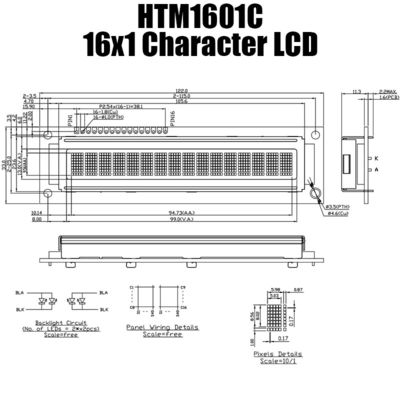 Einfarbiges Charakter LCD-Modul 1X16 mit MCU-Schnittstelle HTM1601C
