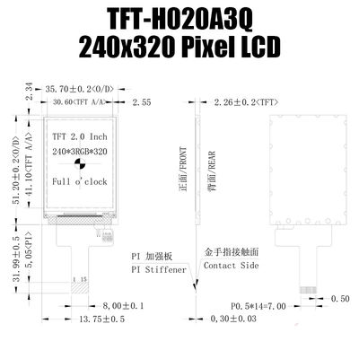 Anzeige 2 Zoll IPS TFT LCD, Temperatur 240x320 LCD-Anzeige