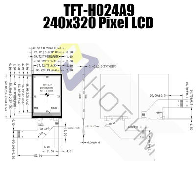2,4 widerstrebende TFT Anzeige 240x320 TFT-H024A9QVIFT5R20 des Zoll-MIPI