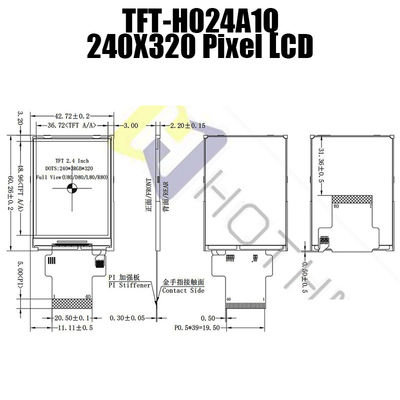 Vertikale Anzeige MCU TFT LCD 2,4 Zoll-multi Funktion mit Pcap-Monitor TFT-Modul