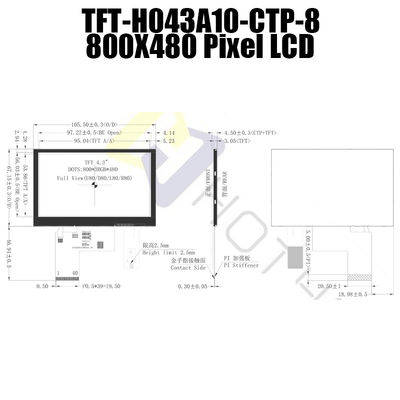 800x480 4,3 Zoll TFT LCD-Anzeigen-Modul-kapazitiver Touch Screen Modul Pcap-Monitor