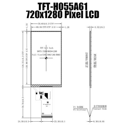 Zoll FT6336G/TFT-H055A61HDINVKN40 MIPI 720x1280 IPS TFT LCD Anzeigen-5,5