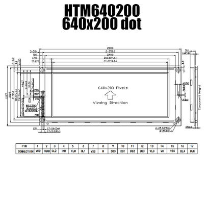 dauerhaftes grafisches LCD Modul DFSTN 640x200 mit weißer Hintergrundbeleuchtung HTM640200