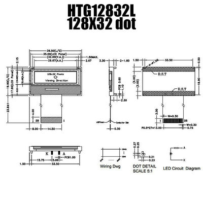 128X32 grafischer ZAHN LCD ST7567 | STN + Anzeige mit weißem Backlight/HTG12832L