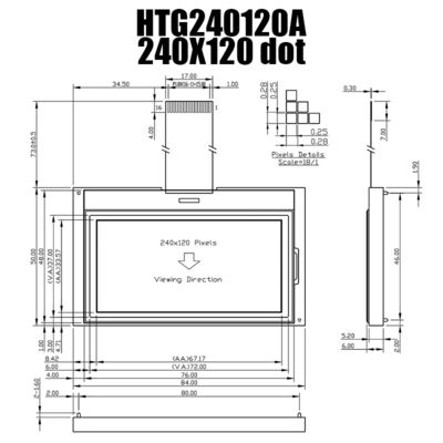 TFT-Grafik Modul 240X120 LCD mit weißer Seitenhintergrundbeleuchtung HTG240120A