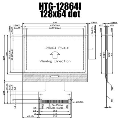 Grafisches 128X64 ST7565R Negativ Transmissive HTG12864 Vielzweck-ZAHN LCD-Modul-