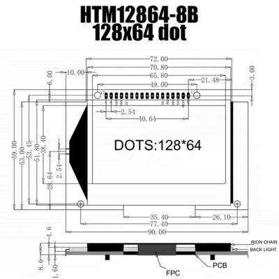 grafische LCD Anzeige 128X64 SPI, ST7565R gelber LCD grafisches 128x64