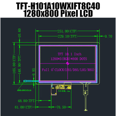 10,1 Anzeigen-Modul IPS zeigen des Zoll-1280x800 TFT LCD LVDS mit Pcap-Monitor an