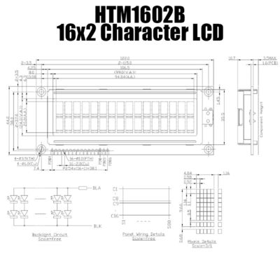 mittlere LCD Zeichenanzeige 16x2 mit grüner Hintergrundbeleuchtung HTM1602B