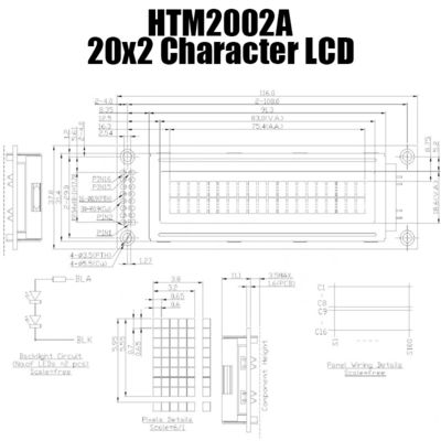 LCD-Modul Charakter 20x2 MCU praktisch mit grüner Hintergrundbeleuchtung HTM2002A