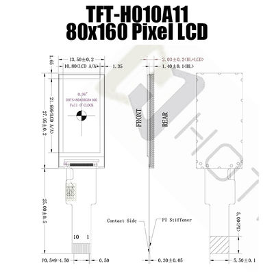 0,96 Zoll-Stangen-Art TFT LCD, SPI-Sonnenlicht lesbares TFT 350cd/m2