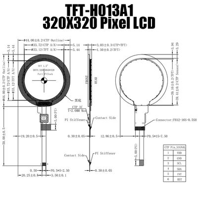 1,3 Anzeigen-Modul Zoll IPS-Runde TFT-Anzeigen-320x320 TFT LCD FÜR Haushaltsgeräte