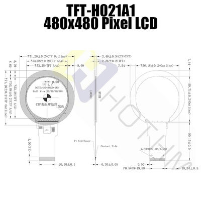 2,1 Stangen-Art des Zoll-480x480 ringsum TFT LCD-Sonnenlicht lesbaren Pcap-Monitor