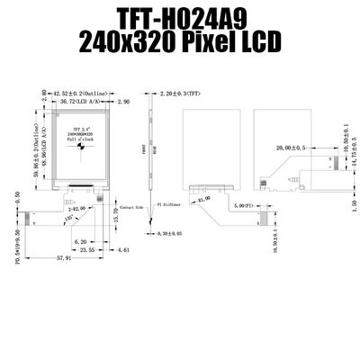 Dauerhaftes 2,4 Zoll-Sonnenlicht lesbare TFT LCD-Anzeige 240x320 TFT-H024A9QVIFT8N20