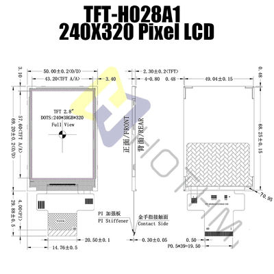Instrumente 240x320 2,8&quot; TFT-Anzeige SPI-Schnittstelle 250cd/m2