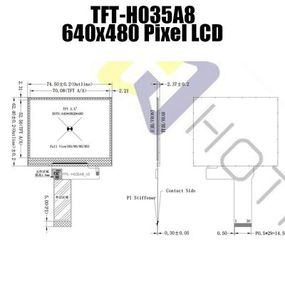 2.8V Pixel TFT-H035A8VGIST6N30 3,5 Zoll TFT LCD-Bildschirm-640x480