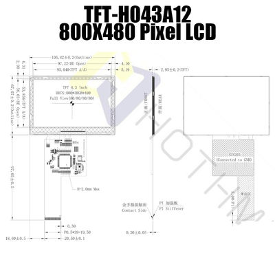 Farbe ICs ST7262 4,3 Zoll TFT LCD-Module 800x480 TFT-H043A12SVILT5N40