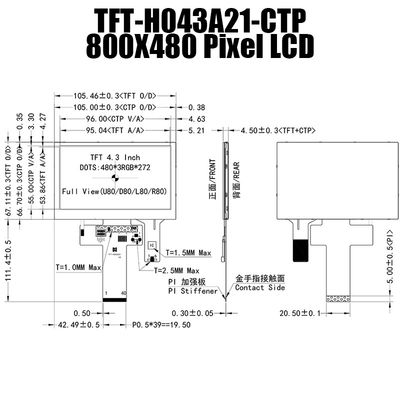 4,3 Monitor-Sonnenlicht des Zoll-480x272 Pcap lesbares TFT LCD-Anzeigen-Modul
