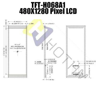 6,86 Stangen-Art des Zoll-480x1280 ringsum TFT LCD-Sonnenlicht lesbares NV3051F1