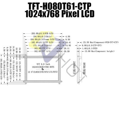 8 Platte des Zoll-1024x768 HDMI LCD mit kapazitiver Note TFT-080T61SVHDVNSDC