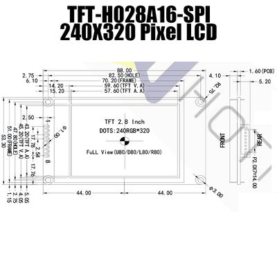 2,8 Sonnenlicht lesbares TFT028A16-SPI des Zoll-240x320 SPI TFT LCD des Modul-ST7789V