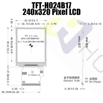 2,4 Modul des Zoll-240x320 SPI TFT, Sonnenlicht lesbarer LCD TFT-H024B17QVIST6N50 ICs ST7789