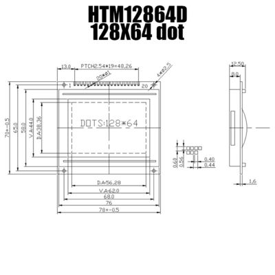 Grafische LCD Anzeige 128x64, grafisches Modul HTM12864D KS0108 weiße Hintergrundbeleuchtung LCD
