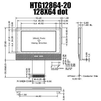 MCU grafische ZAHN Anzeige HTG12864-20 LCD-Modul-128X64 ST7565R FSTN