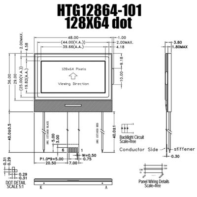 Anzeige ZAHN 128X64 LCD, grafisches LCD Modul HTG12864-101 UC1601S