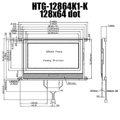 Anzeige ZAHN 128X64 LCD, positiver Gray Reflective-LCD-Bildschirm HTG12864K1-K