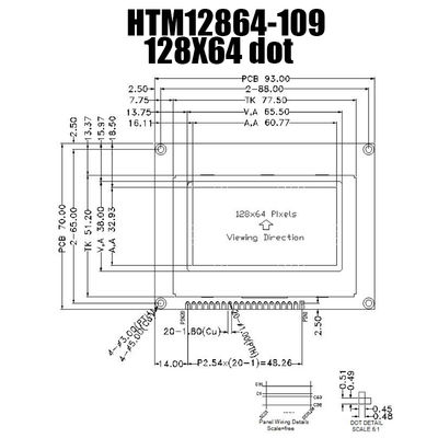 Grafisches Modul 128x64 LCD blaue Anzeige STN errichtet in ST7565R Cortrol