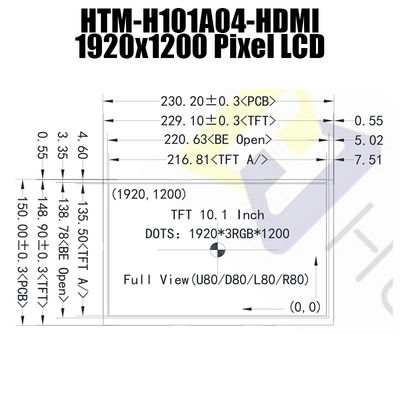 10.1inch 1920x1200 HDMI 1,4 IPS LCD-Anzeigen-Sonnenlicht-lesbare Art