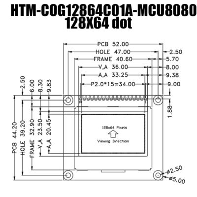 LCD-Modul PFEILER 128X64 Dots Graphic FSTN mit weißer Seitenhintergrundbeleuchtung