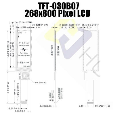 3,0 Streifen-Anzeigen-breiter Temperatur LCD TFT IPS des Zoll-268x800 Pcap-Monitor Anzeige