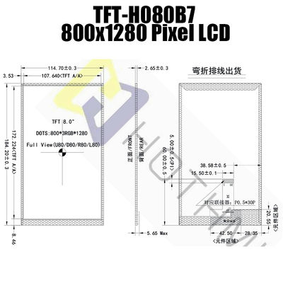 8,0 Technologie TFT-Modul des Zoll-800x1280 IPS LCD der Anzeigen-MIPI NV3051F1