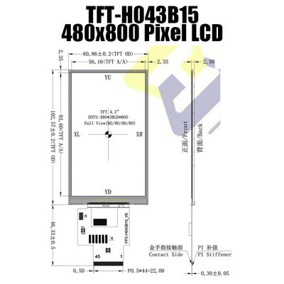 4,3 Hersteller For Instrumentation des Zoll TFT LCD-Anzeigen-Modul-480X800