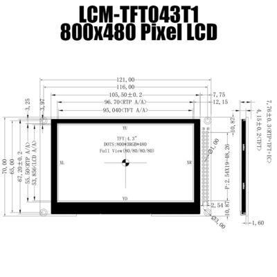4,3 Platte des Zoll-800x480 IPS TFT LCD mit Kontrolleur Board SSD1963