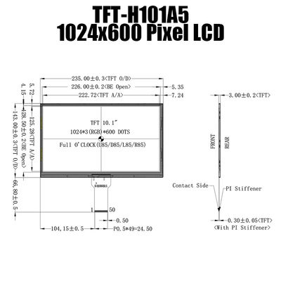 10,1 Platte TFT LCD-Anzeigen-Hersteller Zoll LCD-Anzeigen-1024x600 IPS TFT LCD