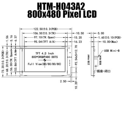 4,3 Touch Screen Zoll UARTs widerstrebende Anzeige TFT LCDs 800x480 MIT LCD-PRÜFER-BRETT