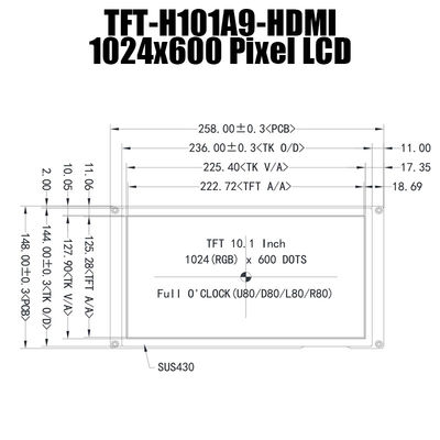 10,1 Modul-Anzeigen-Sonnenlicht des Zoll-HDMI IPS 1024x600 TFT LCD lesbar mit Himbeerpu