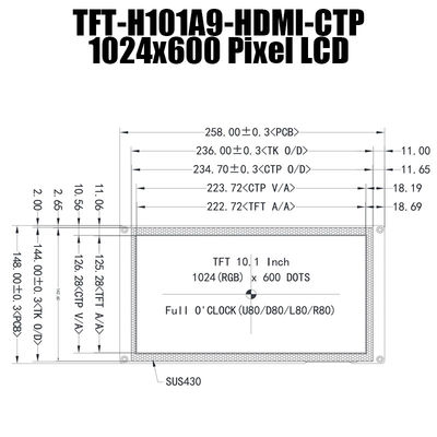 10,1 Modul-Anzeigen-kapazitive Note des Zoll-HDMI IPS 1024x600 TFT LCD mit Himbeerpu