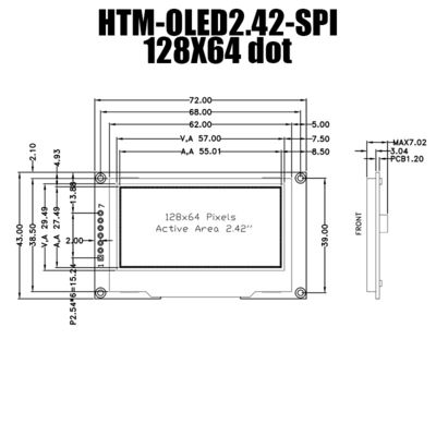 2,42&quot; Zoll 128x64 ZAHN SSD1309 OLED Anzeigen-Modul mit Ausrüstung Control+PCB+Frame