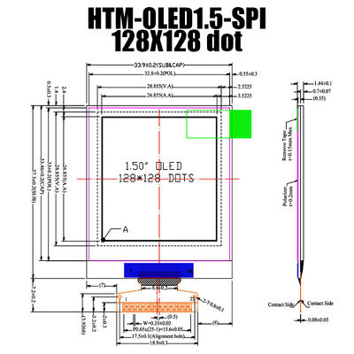 1,5&quot; Zoll 128x128 ZAHN SH1107 OLED Anzeigen-Modul mit Ausrüstungs-Steuerung/PWB/Rahmen