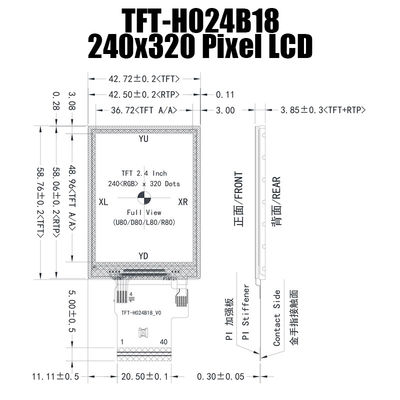 2,4 Sonnenlicht Zoll IPS 240x320 TFT Anzeigefeld-ST7789V lesbar zur industriellen Steuerung