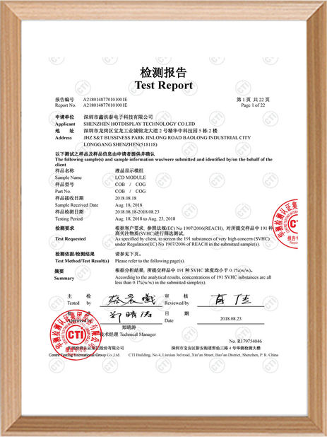 CHINA Hotdisplay Technology Co.Ltd zertifizierungen